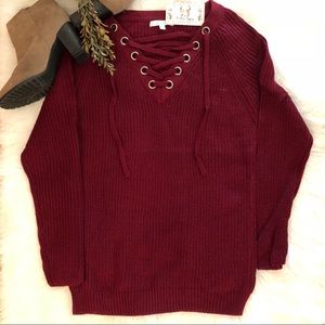 NWT 🍁READY FOR FALL NEW MERLOT TUNIC SWEATER